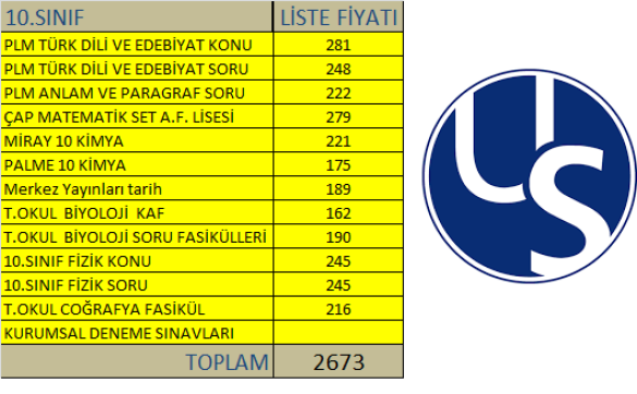 US ULUS KOLEJİ 10.SINIF YAYIN PAKETİ - 0